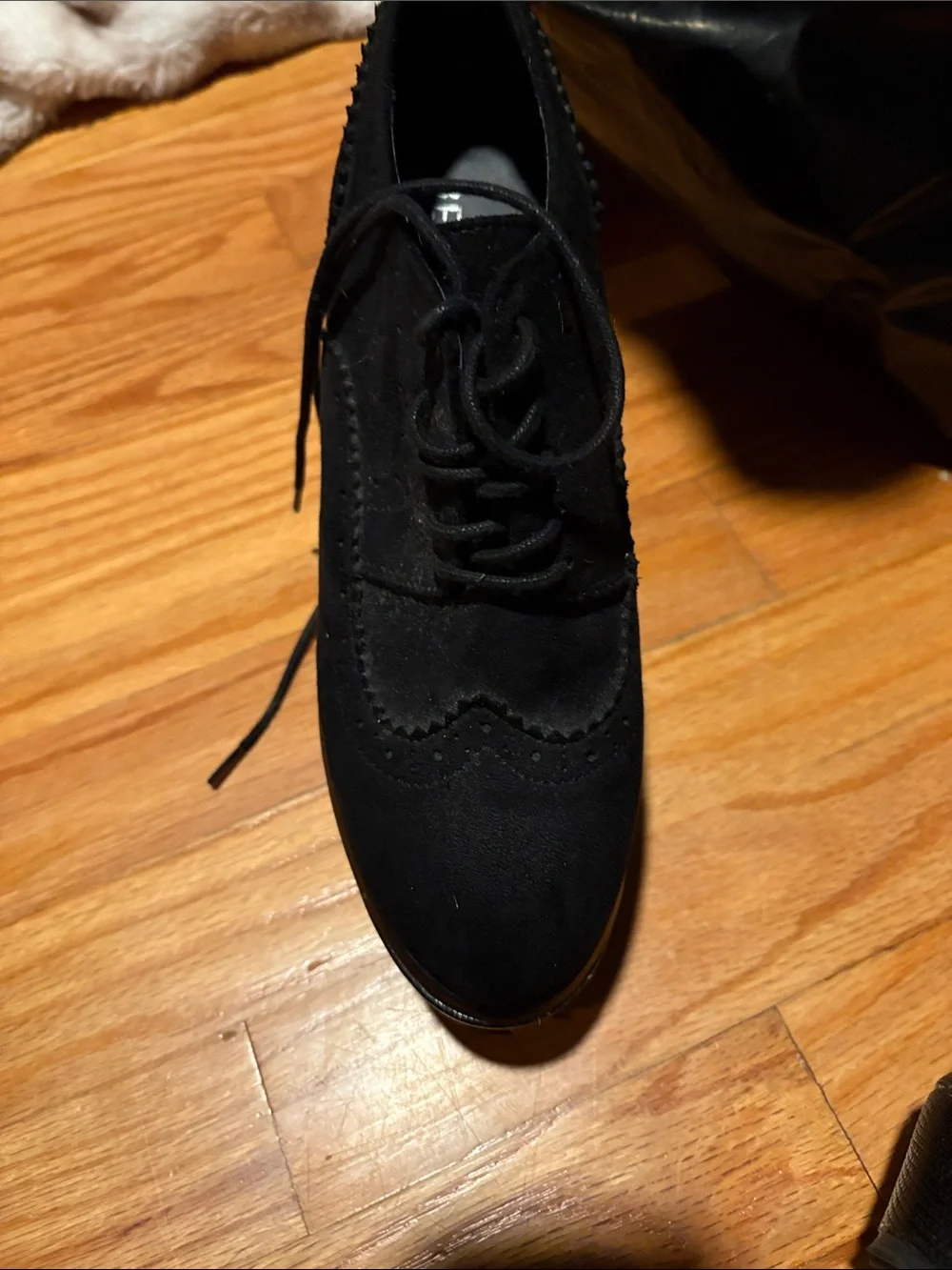 Black Suede Platform Lace-Up Heels